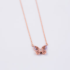 Rose Gold Sapphire September Birthstone Butterfly Necklace