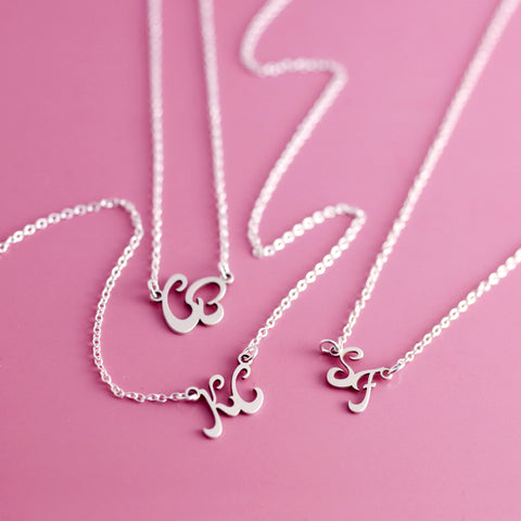 Couples Sterling Silver Initial Necklace