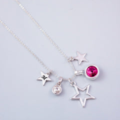 Personalised Star And Gemstone Charm Necklace