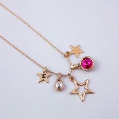 Personalised Star And Gemstone Charm Necklace