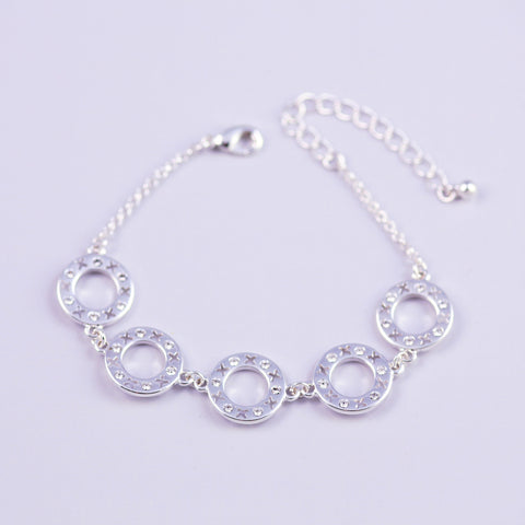 Silver & Crystal Circle XOXO Multi Link Bracelet