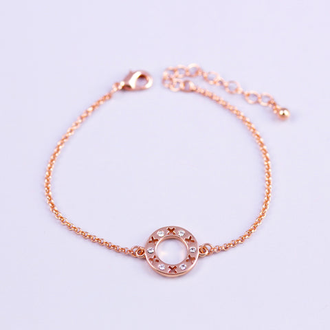 Rose Gold & Crystal Circle XOXO Bracelet
