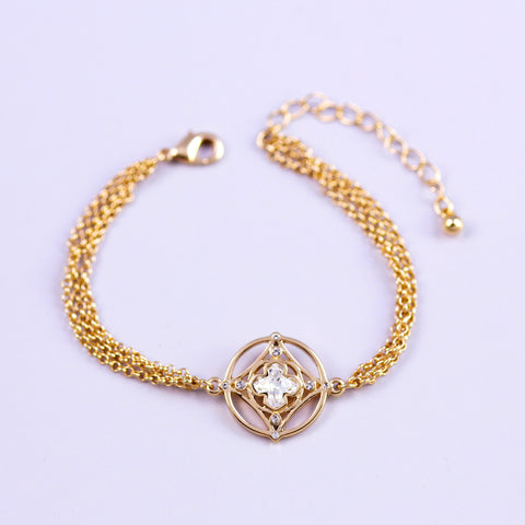 Gold & Crystal Greek Cross Bracelet