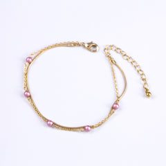 Delicate Gold Bracelet with Crystal Powder Pearls