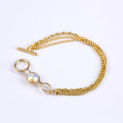 T bar Gemstone Bracelet in Gold and Crystal AB