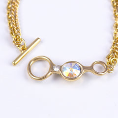 T bar Gemstone Bracelet in Gold and Crystal AB