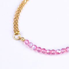 Crystal Bead Bracelet Gold & Crystal Pink