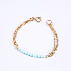 Crystal Bead Bracelet Gold & Mint Alabaster