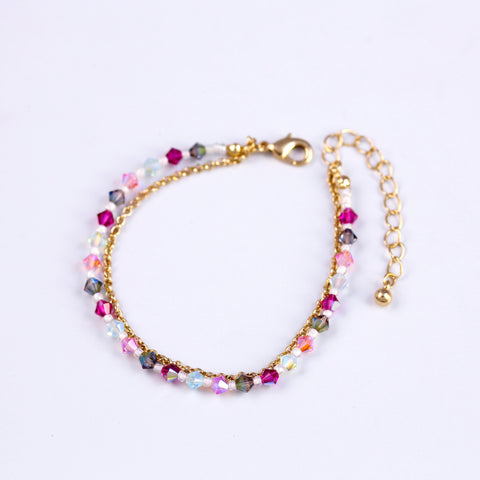 Gold Bead Bracelet in Purples