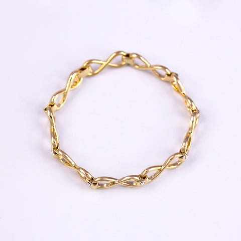 Gold Crystal Infinity Link Bracelet