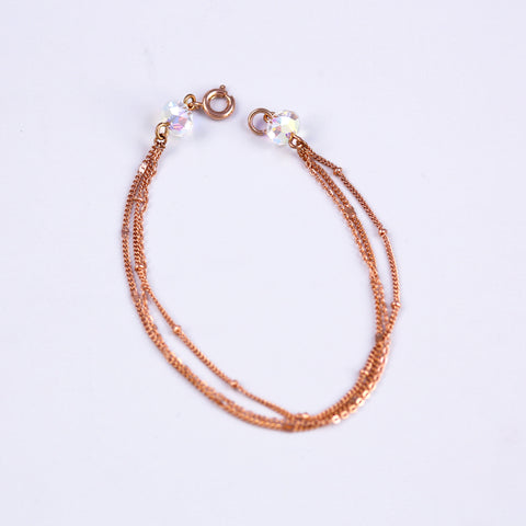 Rose Gold & Iridescent Bead Bridal Satellite Bracelet