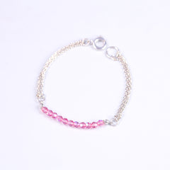 Crystal Bead Bracelet Silver & Crystal Pink
