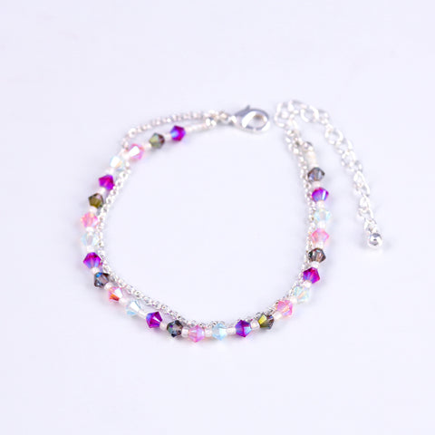 Silver Bead Bracelet in Purples