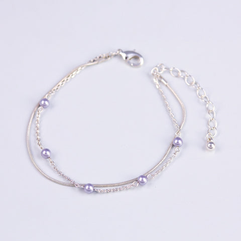Delicate Silver Bracelet with Crystal Lilac Pearls