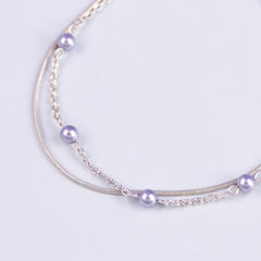 Delicate Silver Bracelet with Crystal Lilac Pearls