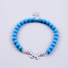 Pearl Bracelet with Bird Detail | Cute Friendship Bracelets | Friendship Jewellery | Silver & Turquoise