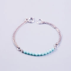 Beaded Bracelet | Cute Friendship Bracelets | Friendship Jewellery | Silver & Mint Alabaster