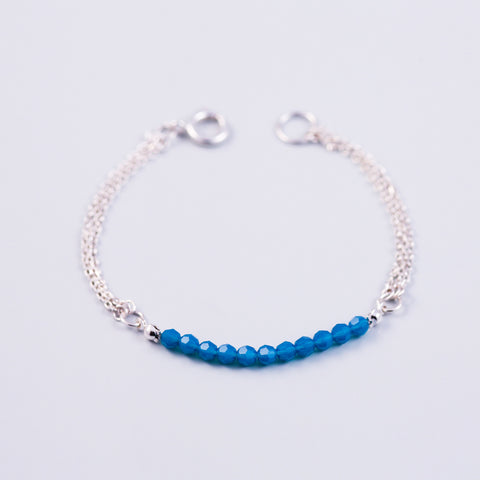 Crystal Bead Bracelet Silver & Caribbean Blue Opal