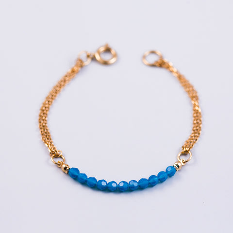 Crystal Bead Bracelet Gold & Caribbean Blue Opal