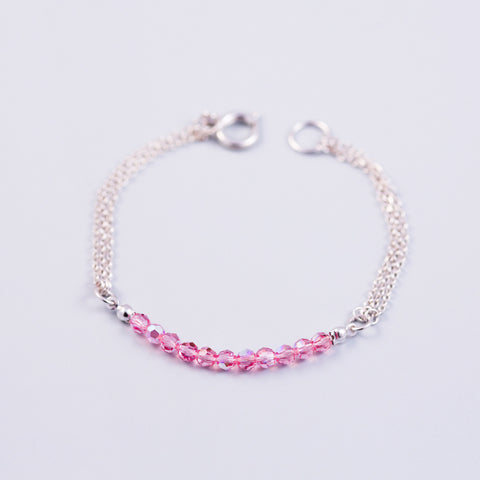 Crystal Bead Bracelet Silver & Crystal Pink