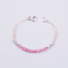 Beaded Bracelet | Cute Friendship Bracelets | Friendship Jewellery | Silver & Crystal Pink