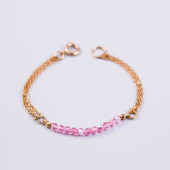 Beaded Bracelet | Cute Friendship Bracelets | Friendship Jewellery | Gold & Crystal Pink