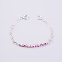 Beaded Bracelet | Cute Friendship Bracelets | Friendship Jewellery | Silver & Light Rose AB