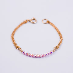 Beaded Bracelet | Cute Friendship Bracelets | Friendship Jewellery | Gold & Light Rose AB
