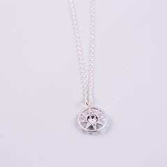 Silver & Crystal Compass North Star Charm Necklace