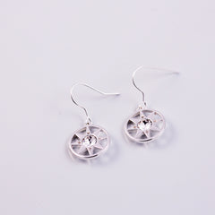 Silver & Crystal Compass North Star Earrings