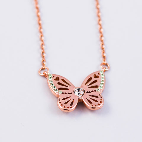 Rose Gold Peridot August Birthstone Butterfly Necklace