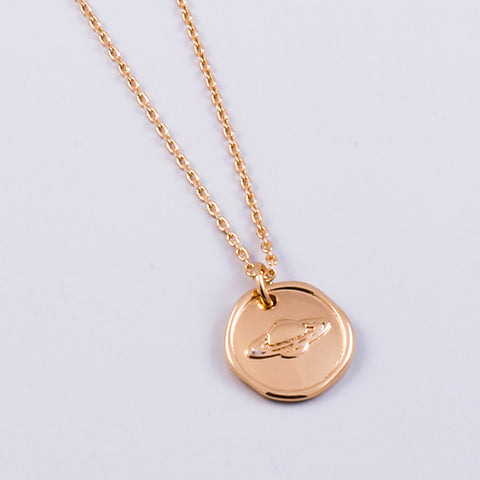 Gold Planet Wax Seal Necklace