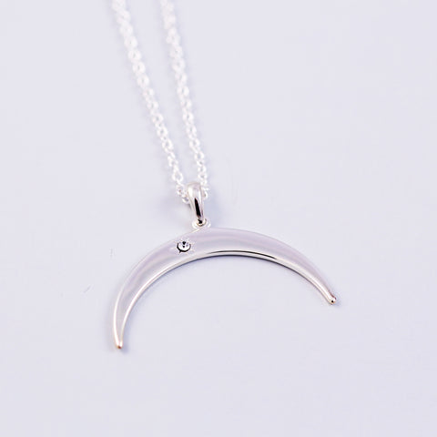 Silver Inverted Crescent Moon Necklace