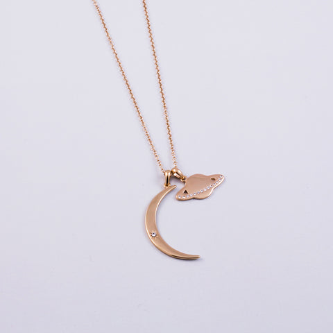 Gold Moon & Planet Necklace