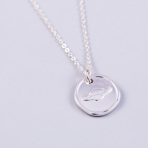 Silver Planet Wax Seal Necklace