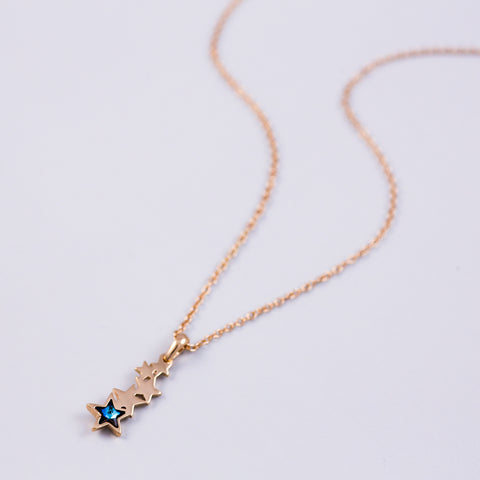 Gold & Blue Crystal Shooting Star Necklace