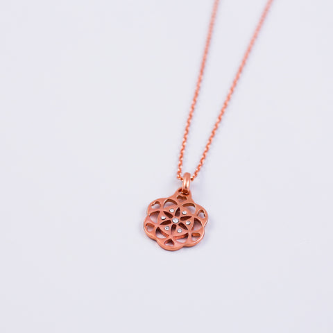 Rose Gold & Crystal Seed of Life Necklace