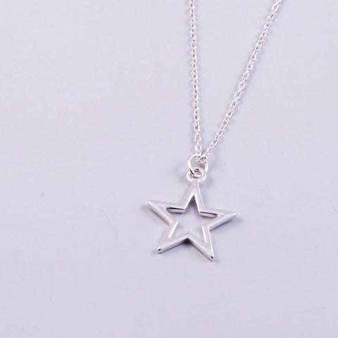Silver Outline Star Necklace