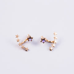 Gold & Purple Crystal Shooting Star Ear Jackets