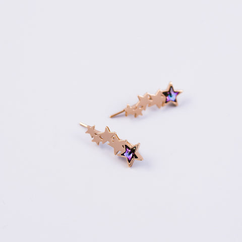 Gold & Purple Crystal Shooting Star Ear Crawlers