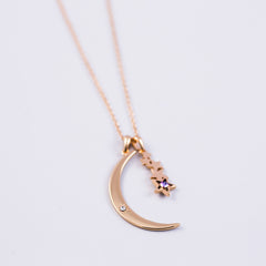 Gold Moon and Star Necklace