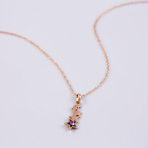Gold & Purple Crystal Shooting Star Necklace