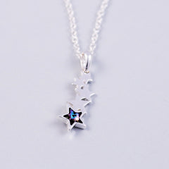 Silver & Purple Crystal Shooting Star Necklace