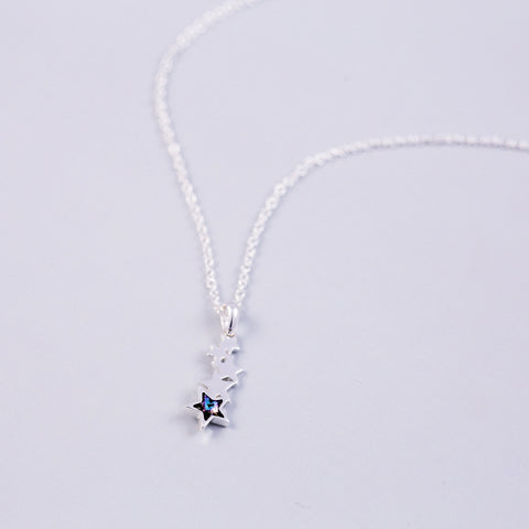 Silver & Blue Crystal Shooting Star Necklace