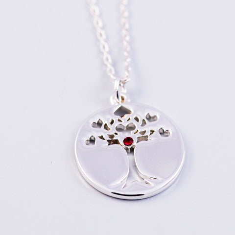 Tree of Life Ruby July Birthstone Necklace