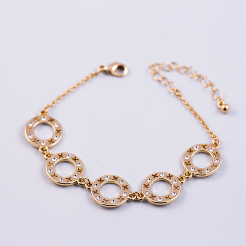 Gold & Crystal Circle XOXO Multi Link Bracelet
