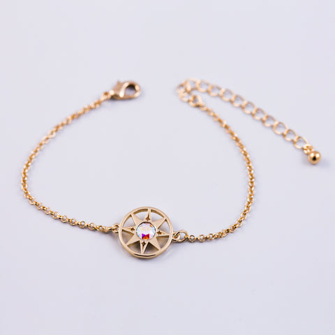 Gold & Crystal AB Compass North Star Bracelet
