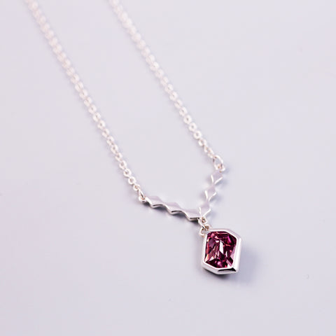 silver and pink diamond crystal necklace