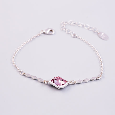 Silver & Pink Crystal Diamond Bracelet