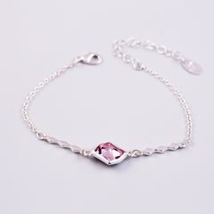 Silver & Pink Crystal Diamond Bracelet